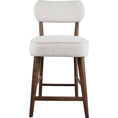 Wes Counter Stool in Walnut Brown Wood & Boucle Fabric (Set of 2)